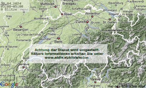 Lightning Switzerland 03:00 UTC Mon 29 Apr