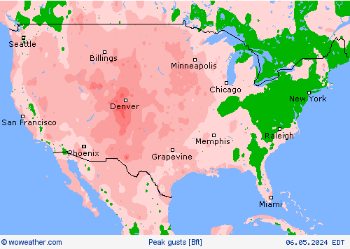 Ráfagas de máxima intensidad Mapas de pronósticos