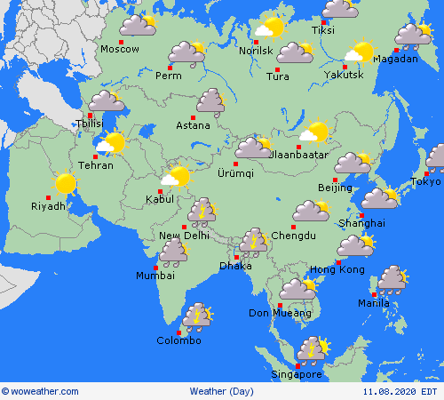 visión general  Asia Mapas de pronósticos