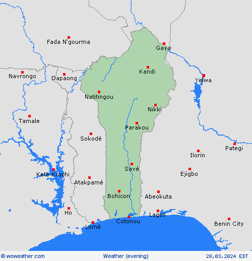 visión general Benin Africa Mapas de pronósticos