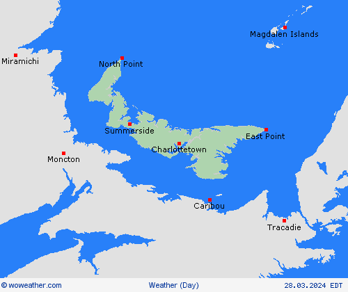 visión general Prince Edward Island North America Mapas de pronósticos