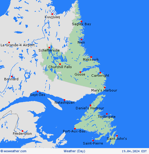 visión general Newfoundland North America Mapas de pronósticos