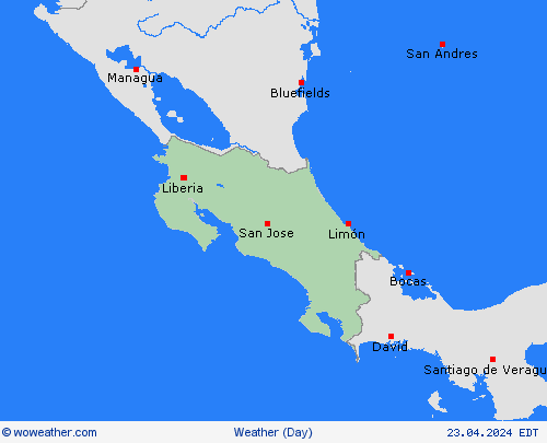 visión general Costa Rica Central America Mapas de pronósticos