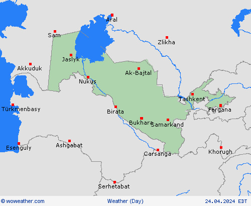visión general Uzbekistan Asia Mapas de pronósticos