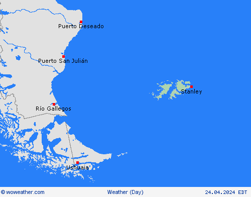 visión general Falkland Islands South America Mapas de pronósticos