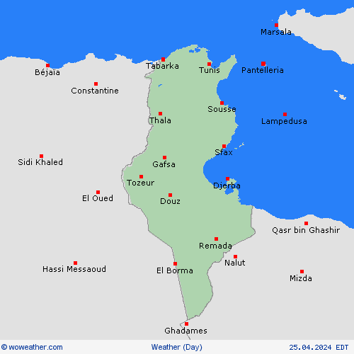 visión general Tunisia Africa Mapas de pronósticos