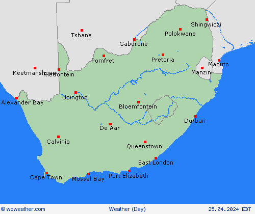 visión general South Africa Africa Mapas de pronósticos