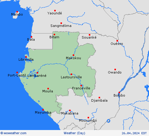 visión general Gabon Africa Mapas de pronósticos