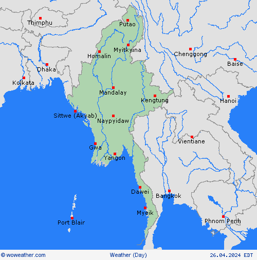 visión general Myanmar Asia Mapas de pronósticos