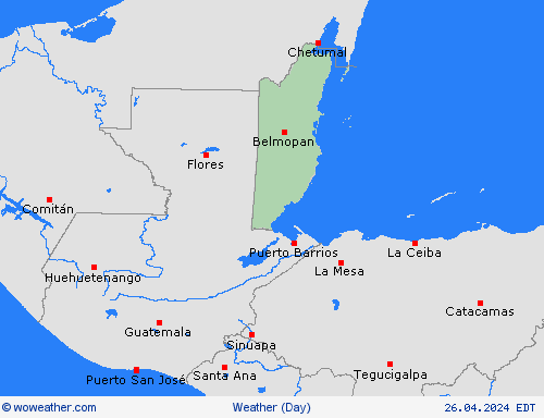 visión general Belize Central America Mapas de pronósticos