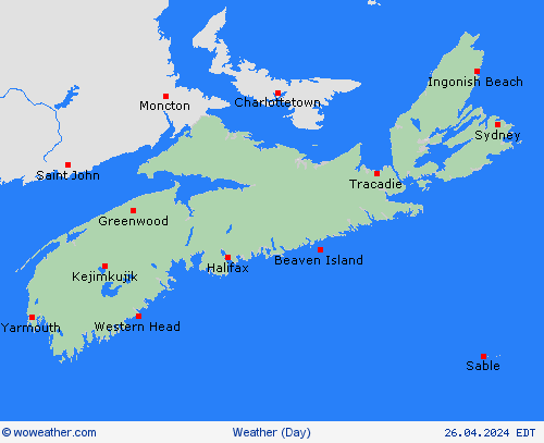 visión general Nova Scotia North America Mapas de pronósticos