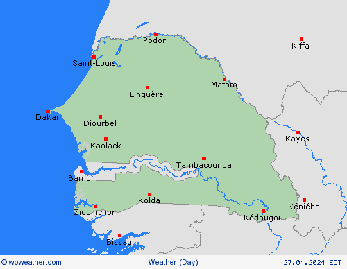 visión general Senegal Africa Mapas de pronósticos