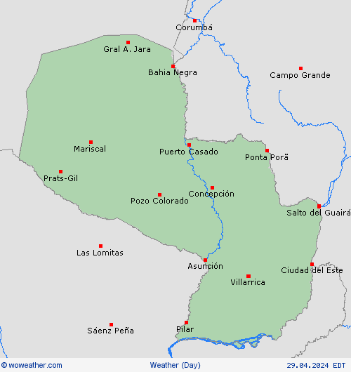 visión general Paraguay South America Mapas de pronósticos