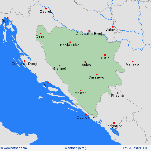 visión general Bosnia and Herzegovina Europe Mapas de pronósticos