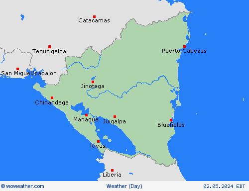 visión general Nicaragua Central America Mapas de pronósticos