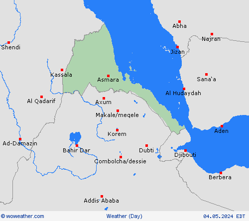 visión general Eritrea Africa Mapas de pronósticos