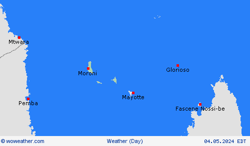 visión general Comoros Africa Mapas de pronósticos