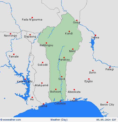 visión general Benin Africa Mapas de pronósticos