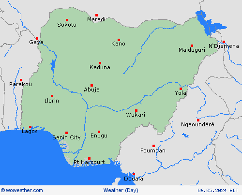 visión general Nigeria Africa Mapas de pronósticos