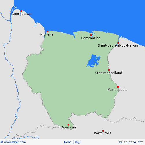 estado de la vía Suriname South America Mapas de pronósticos