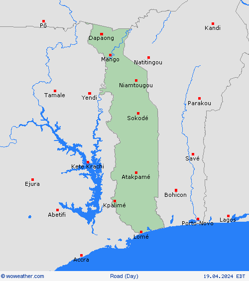 estado de la vía Togo Africa Mapas de pronósticos