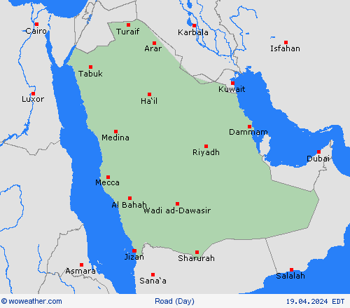 estado de la vía Saudi Arabia Asia Mapas de pronósticos