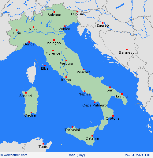 estado de la vía Italy Europe Mapas de pronósticos