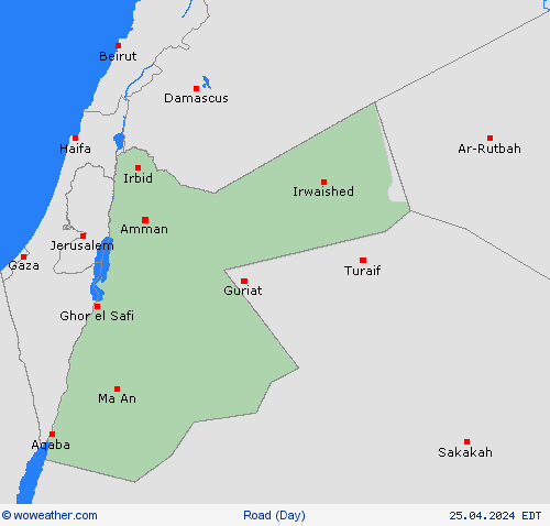 estado de la vía Jordan Asia Mapas de pronósticos