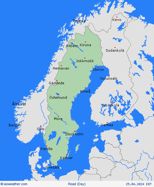 estado de la vía Sweden Europe Mapas de pronósticos