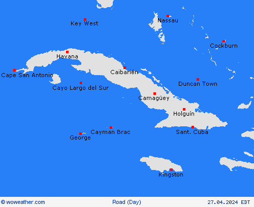 estado de la vía Cayman Islands Central America Mapas de pronósticos