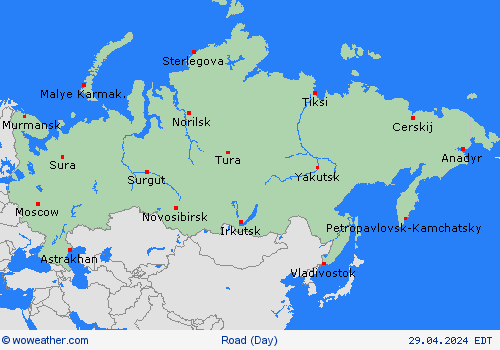 estado de la vía Russian Feder. Asia Mapas de pronósticos