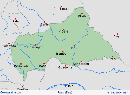 road conditions Central African Republic Africa Forecast maps