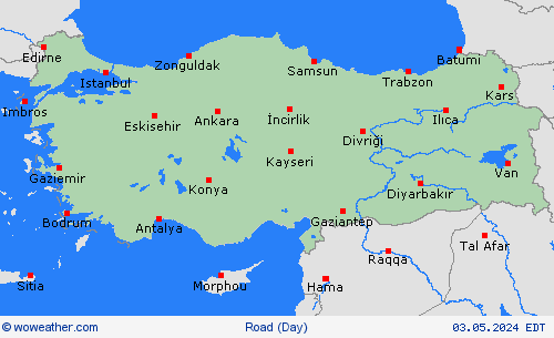 estado de la vía Turkey Europe Mapas de pronósticos