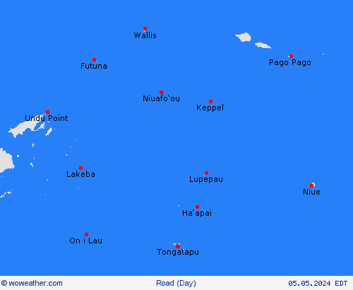 estado de la vía Tonga Islands Oceania Mapas de pronósticos