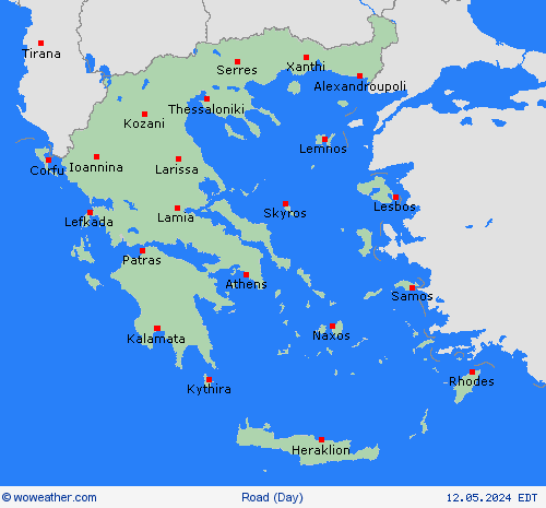 estado de la vía Greece Europe Mapas de pronósticos