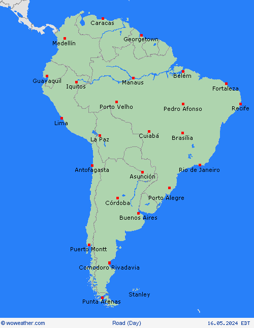 estado de la vía  South America Mapas de pronósticos