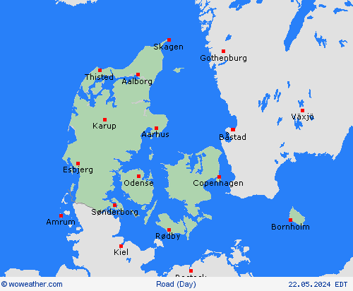 estado de la vía Denmark Europe Mapas de pronósticos