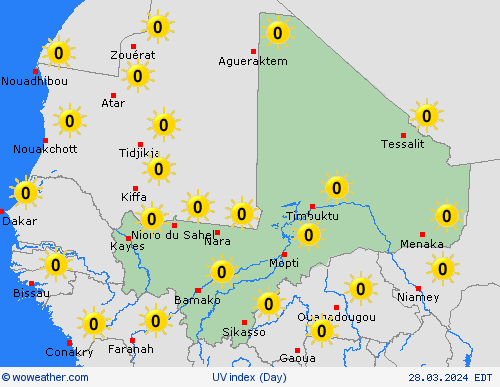 índice uv Mali Africa Mapas de pronósticos