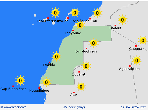 uv index Western Sahara Africa Forecast maps