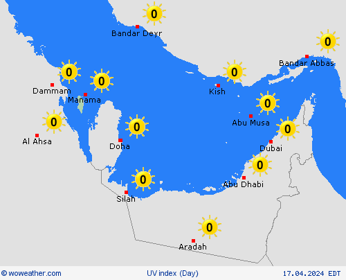 índice uv Bahrain Asia Mapas de pronósticos