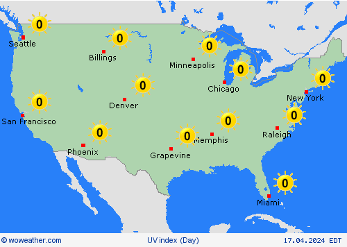 índice uv  USA Mapas de pronósticos