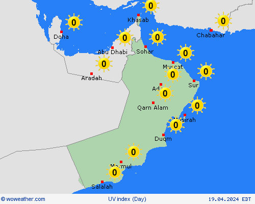 índice uv Oman Asia Mapas de pronósticos