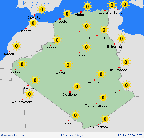 uv index Algeria Africa Forecast maps