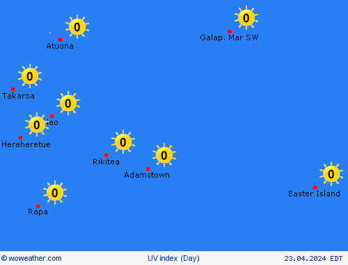 índice uv Pitcairn-Islands Oceania Mapas de pronósticos