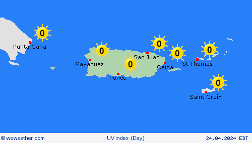 índice uv Puerto Rico Central America Mapas de pronósticos