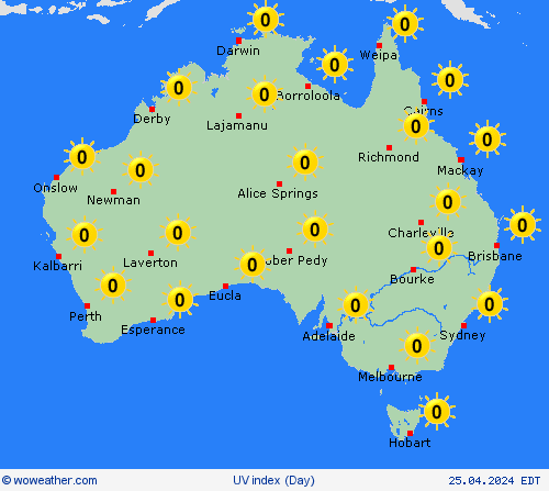 índice uv Australia Oceania Mapas de pronósticos