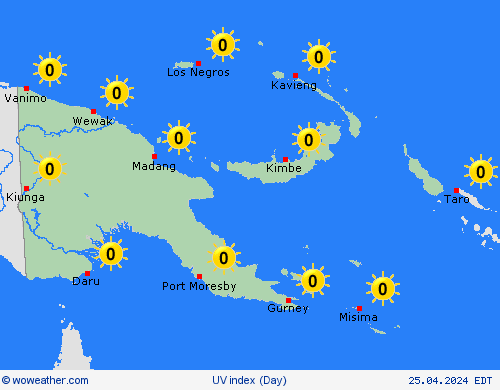 índice uv Papua New Guinea Oceania Mapas de pronósticos