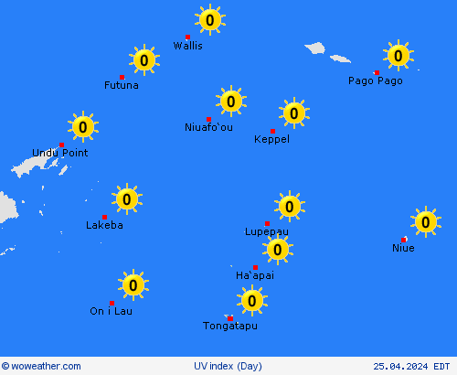 índice uv Tonga Islands Oceania Mapas de pronósticos