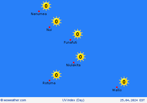 uv index Tuvalu Oceania Forecast maps
