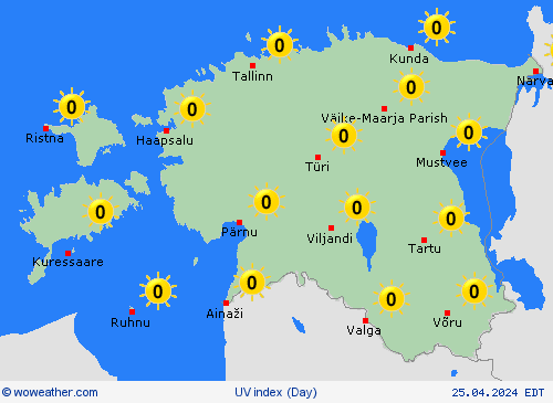 índice uv Estonia Europe Mapas de pronósticos